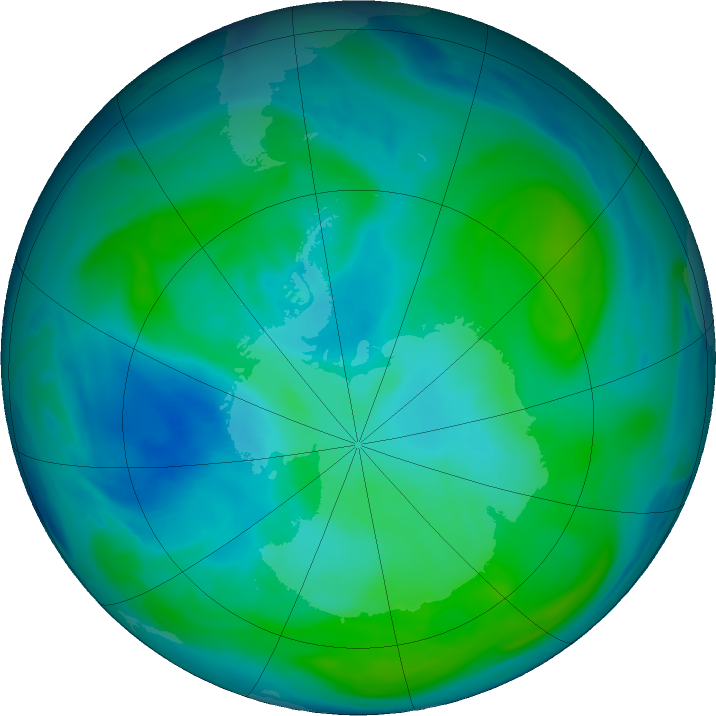 Antarctic ozone map for 27 January 2017